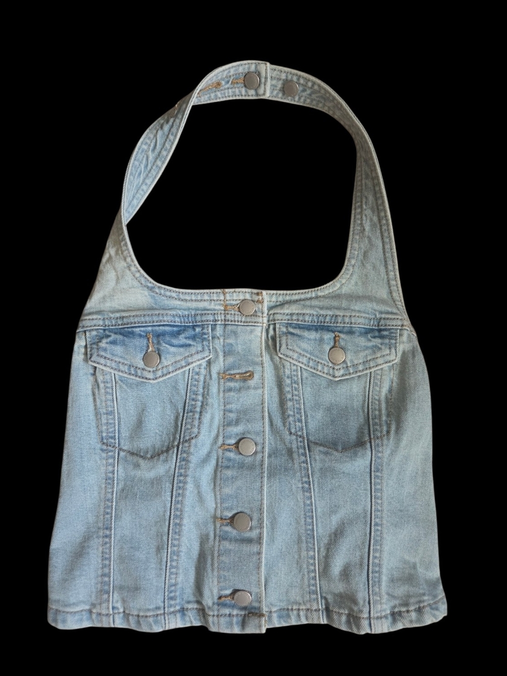 Universal Thread - Denim Button-Front Halter Top